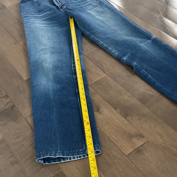 Vintage 70s Pentimento Women's Straight Leg Jeans in Dark Blue and Pink Stiching - Picture 7 of 11